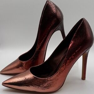 ALDO Women's Rose Gold Metallic Snake Print Stiletto Heel Pumps Size 8